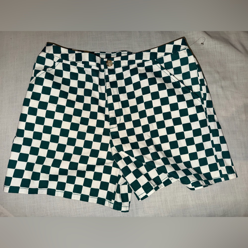 Wild Fable Green and White Checkered Shorts
